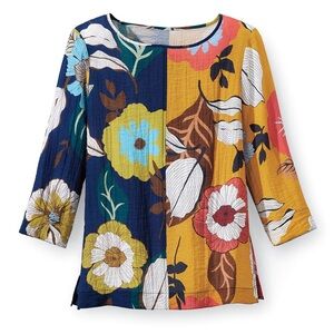 Shana Colorful Floral women Top Size L